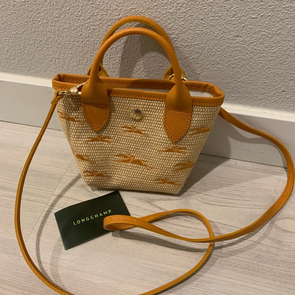 NWT woven Le Pliage Panier XS Top Handle Bag